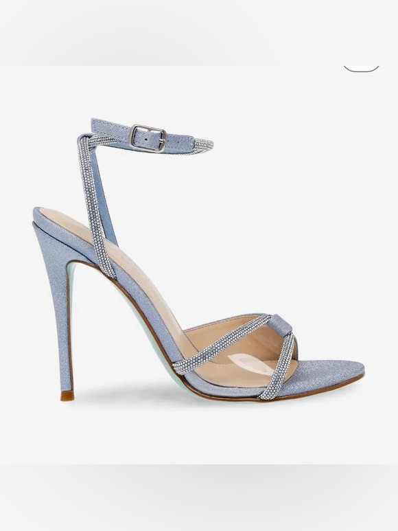 Nwot Betsey Johnson Vera Glitter Light Blue Silver Stiletto Heels Size 8.5
